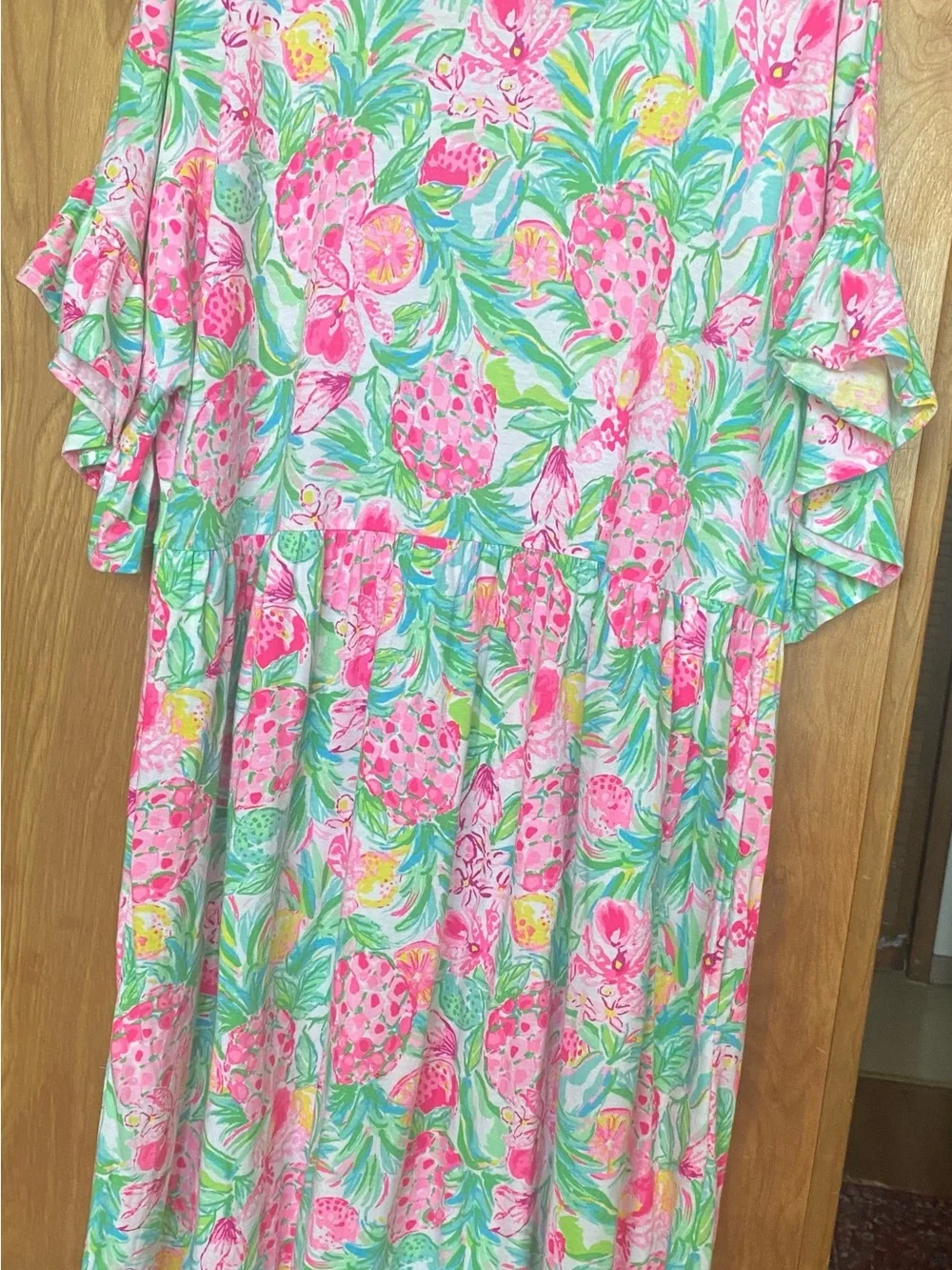 Lilly Pulitzer Pink, Green & Yellow Tropical Midi Dress - Picture 1 of 2